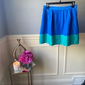 J. Crew Bright Blue and Aqua Green Pleated Mini Skirt Size 4